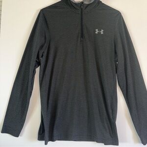 Under Armour Black and Gray Striped Pullover Quarter Zip